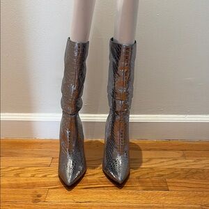 Silver Snakeskin Women's Boots